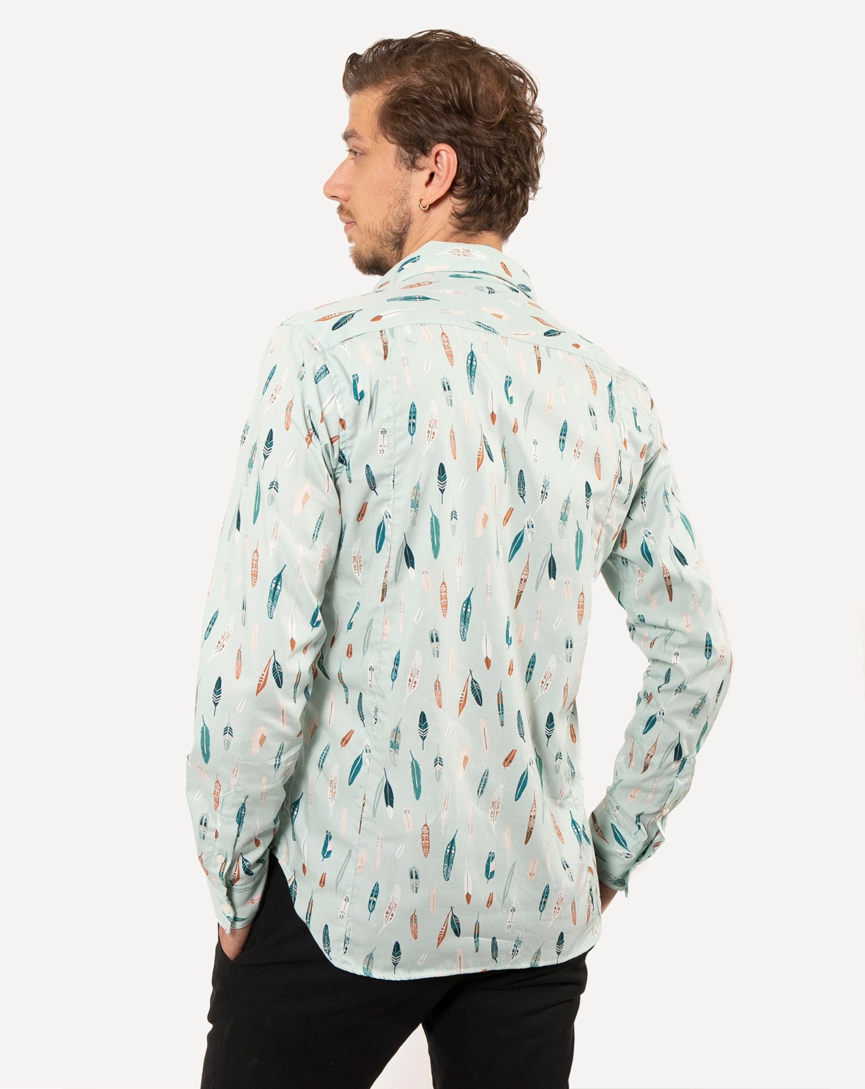 Long Sleeve Dylan Shirt | Metallic Feathers