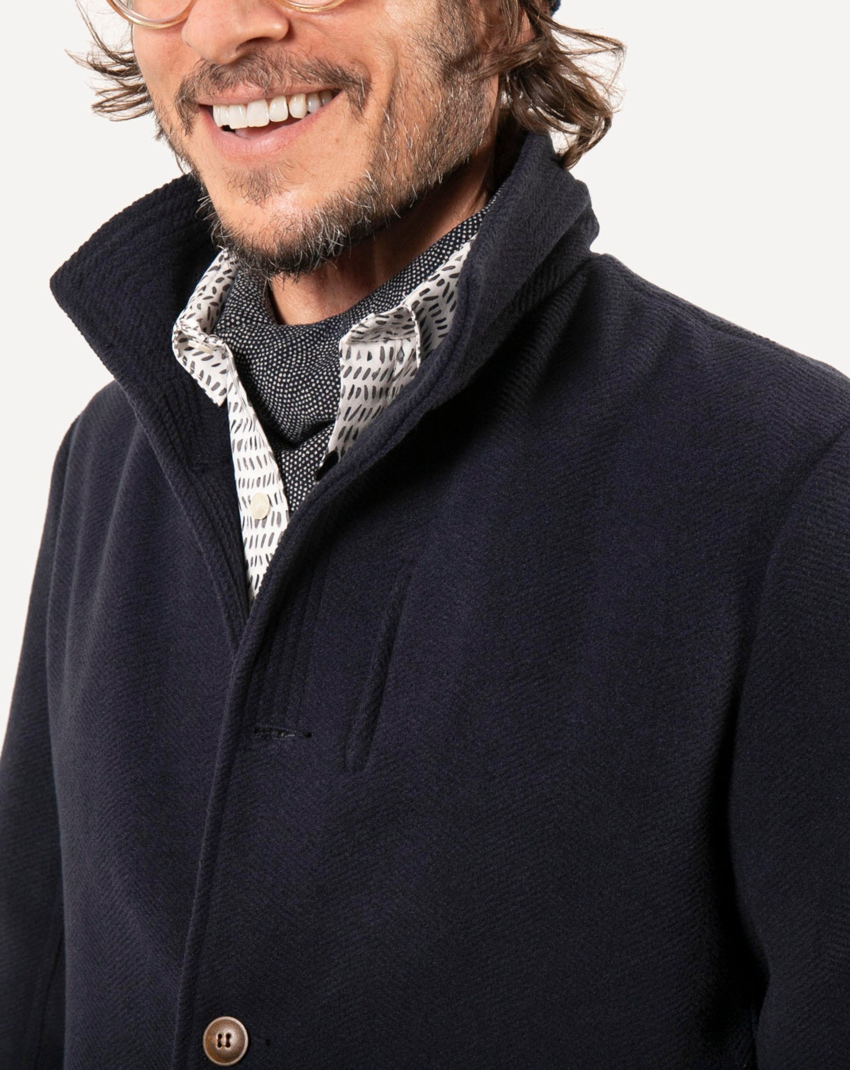 Baumer | Deep Sea Herringbone Wool