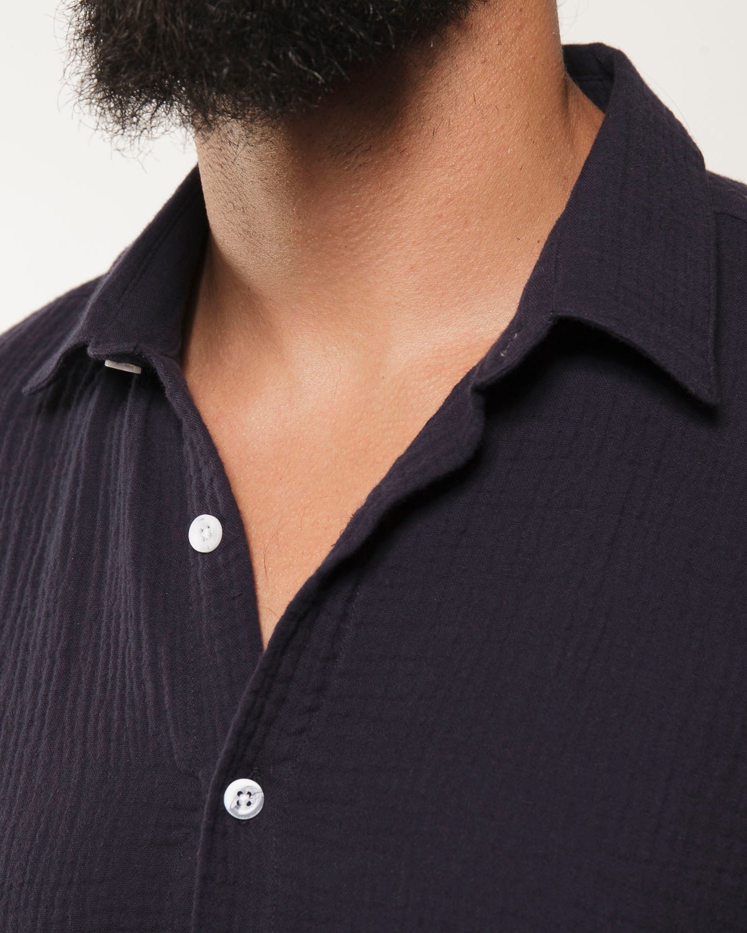 Long Sleeve Dylan Shirt | Navy Gauze