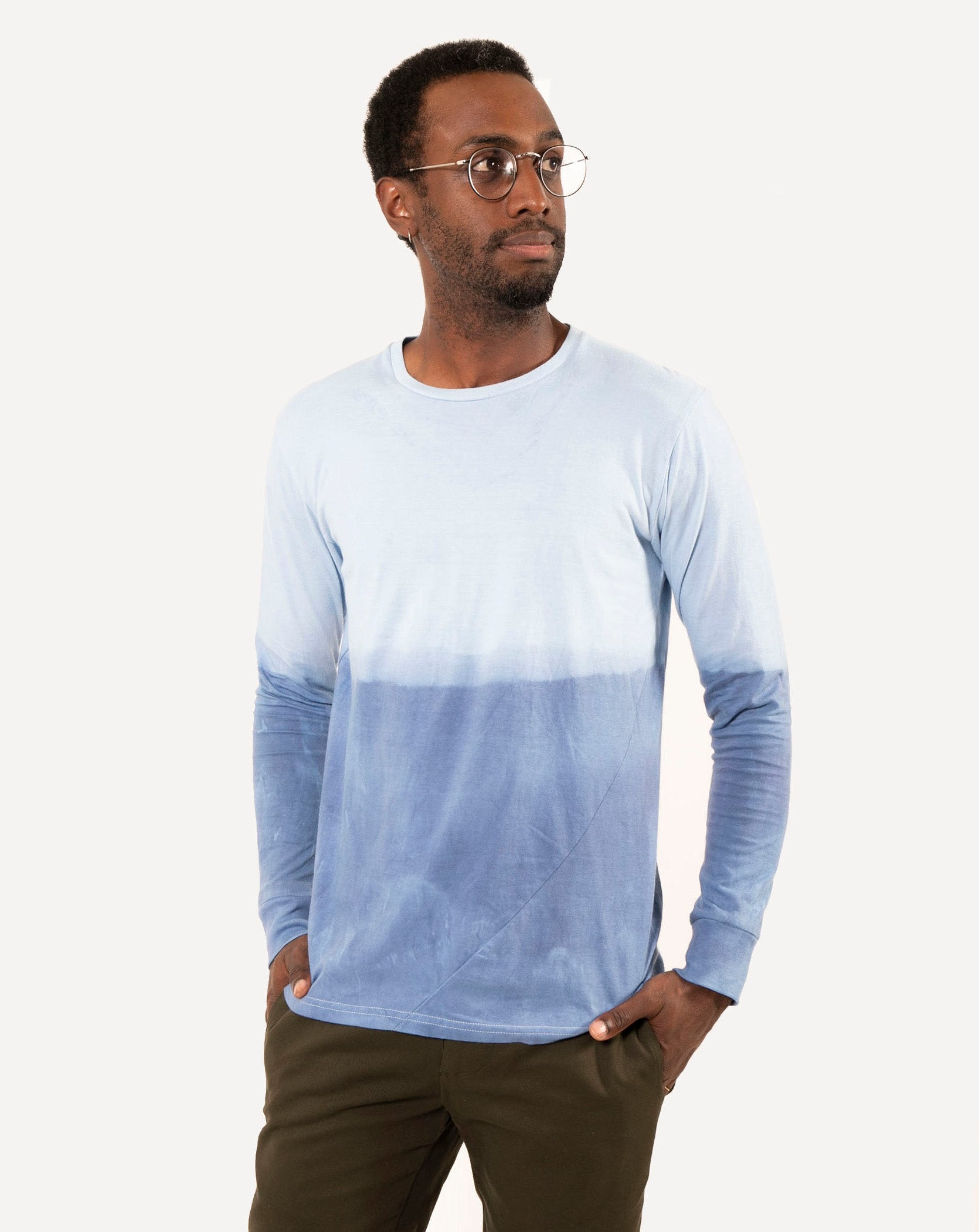 Long Sleeve T-Shirt | Indigo Dip Dye