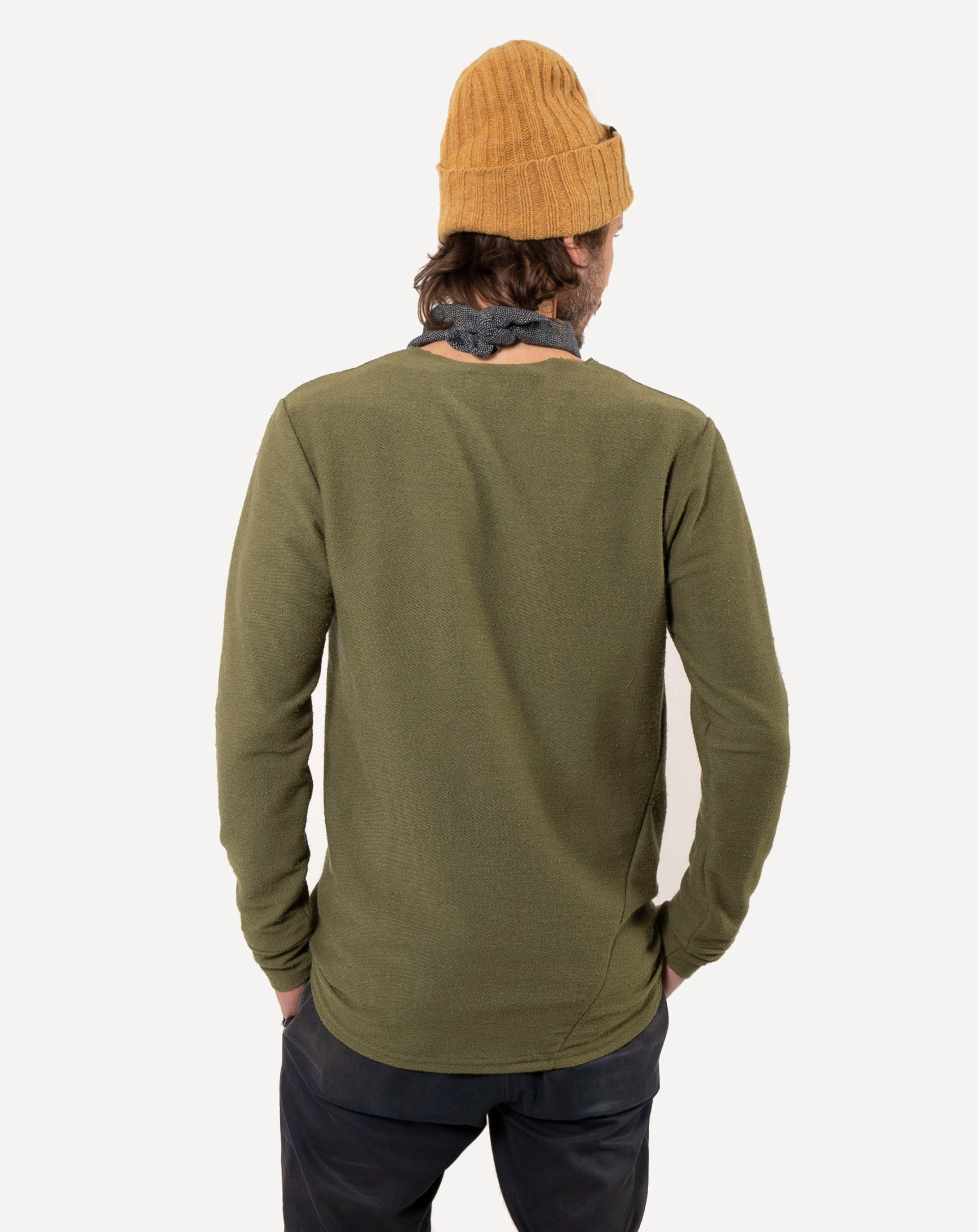 Long Sleeve Pocket Tee | Two-Tone Olive Terry