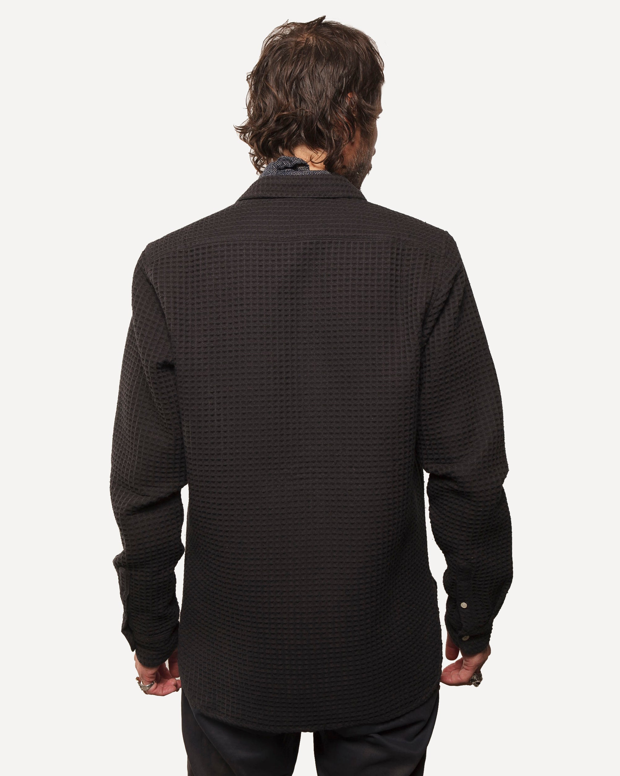 Long Sleeve Neuwirth Shirt | Lux Organic Waffle - Black