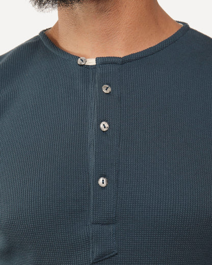Made in Canada, Heritage Henley from 18 Waits — a Sustainable Men's clothing brand offering Vintage Inspired menswear and Rock and Roll Fashion. A refined Imogene and Willie alternative for those who value quality and character.