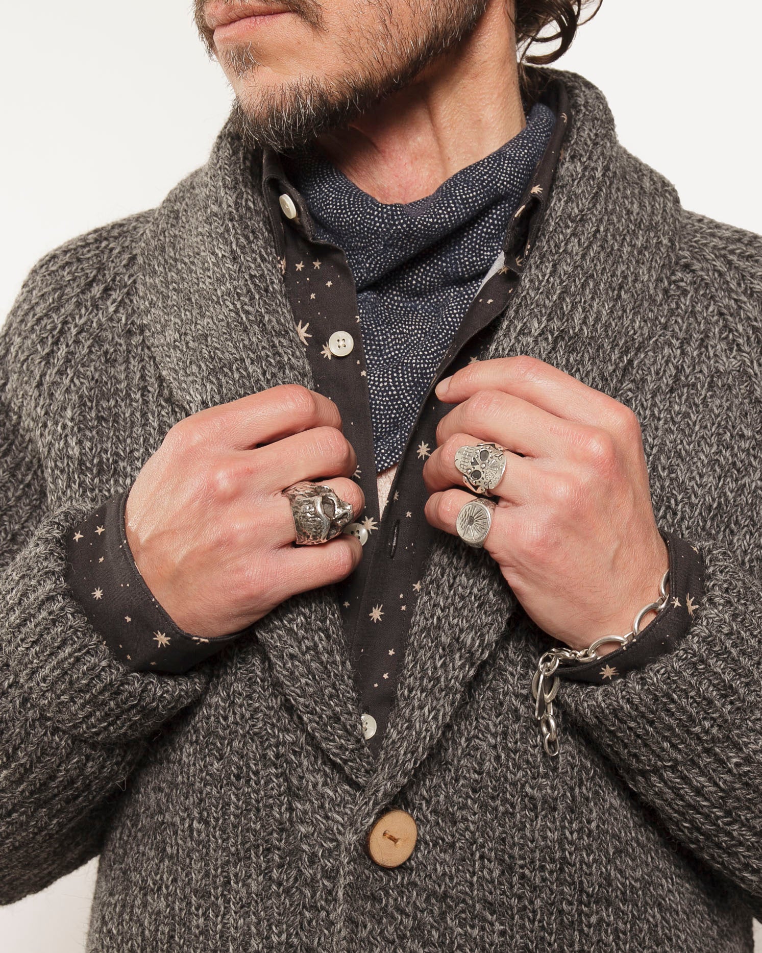 Knit Cardigan | Grey Tweed