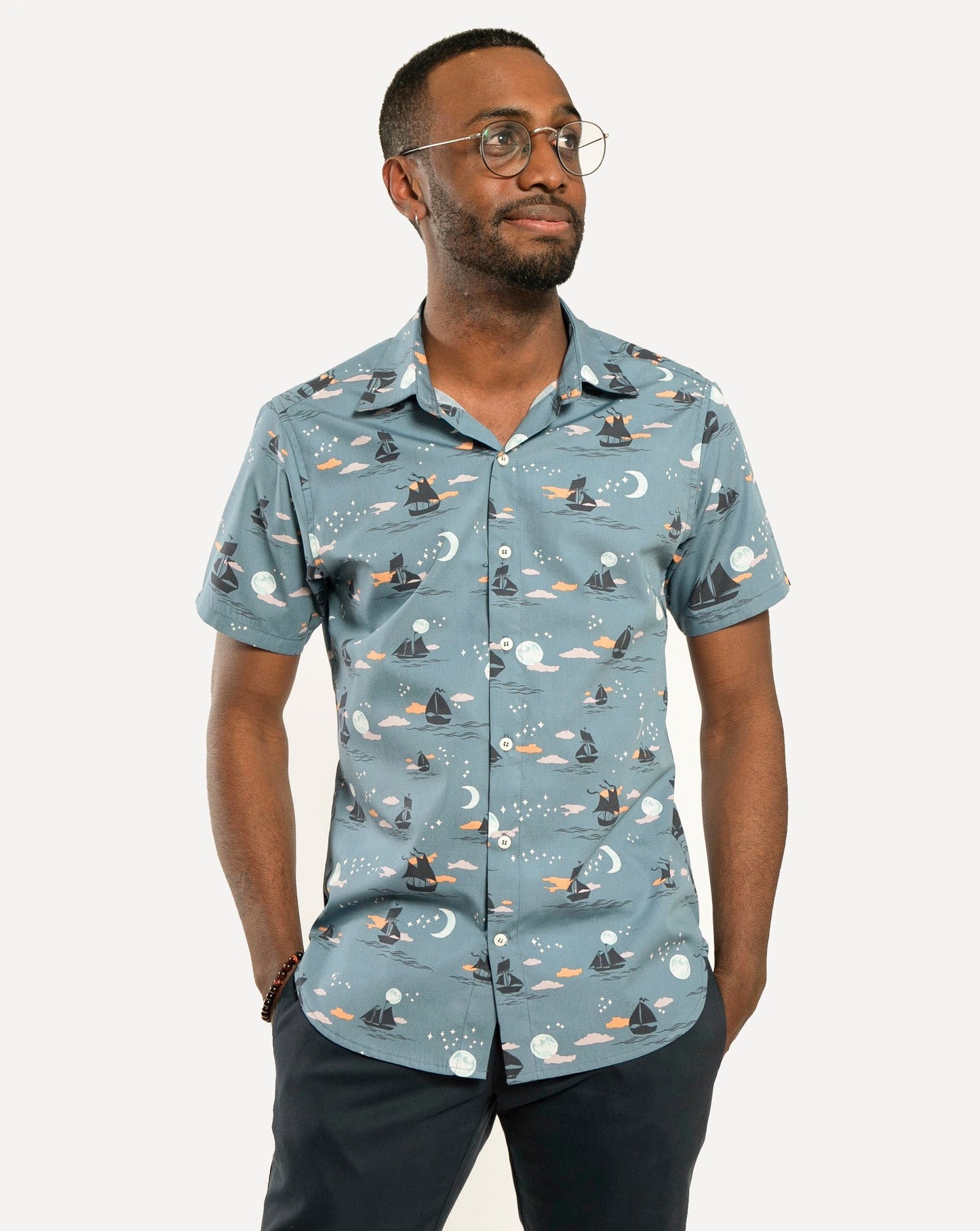 Short sleeve Dylan Shirt  from 18 Waits — a Sustainable Men's clothing brand offering Vintage Inspired menswear and Rock and Roll Fashion.