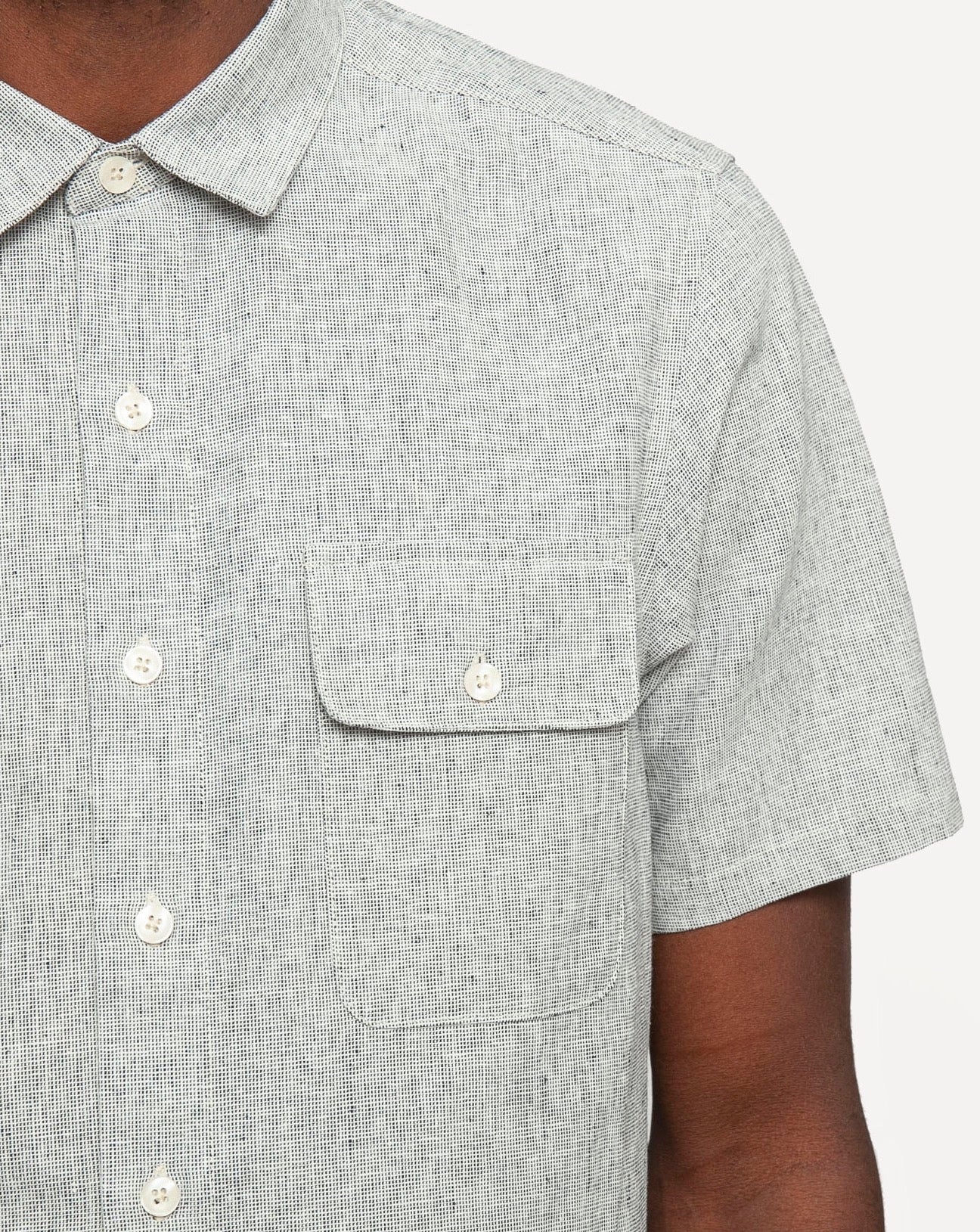 Short Sleeve Neuwirth Shirt | Indigo Linen Hatches