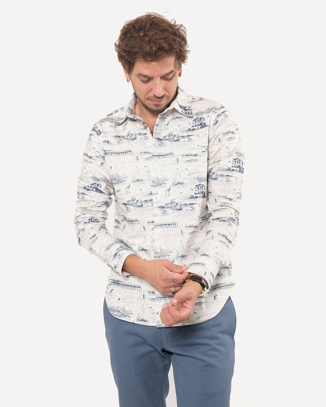 Made in Canada The Long Sleeve Dylan Shirt from 18 Waits — a Sustainable Men's clothing brand offering Vintage Inspired menswear and Rock and Roll Fashion.