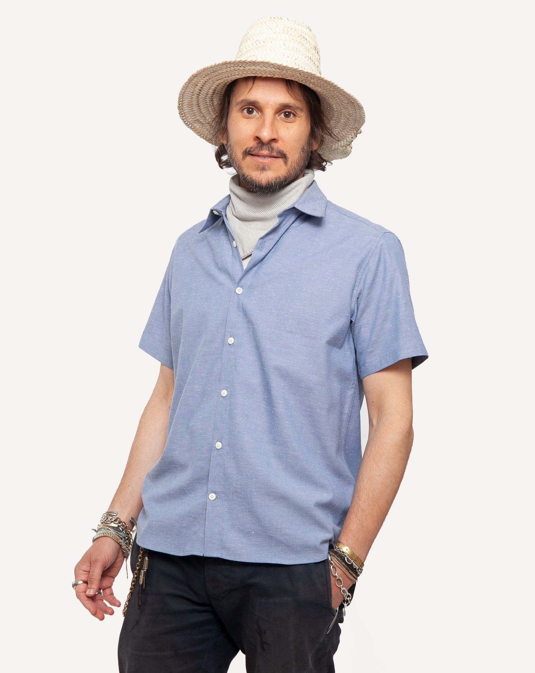 Short Sleeve Dylan Shirt | Blue Fleck
