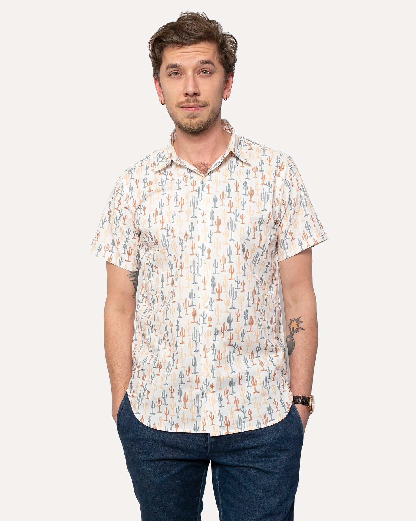 Short sleeve Dylan Shirt  from 18 Waits — a Sustainable Men's clothing brand offering Vintage Inspired menswear and Rock and Roll Fashion.