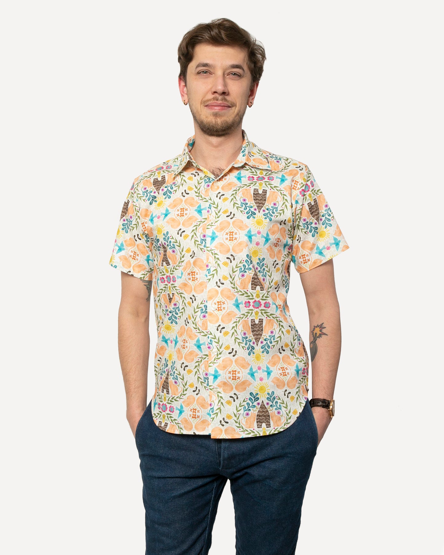 Short sleeve Dylan Shirt  from 18 Waits — a Sustainable Men's clothing brand offering Vintage Inspired menswear and Rock and Roll Fashion.