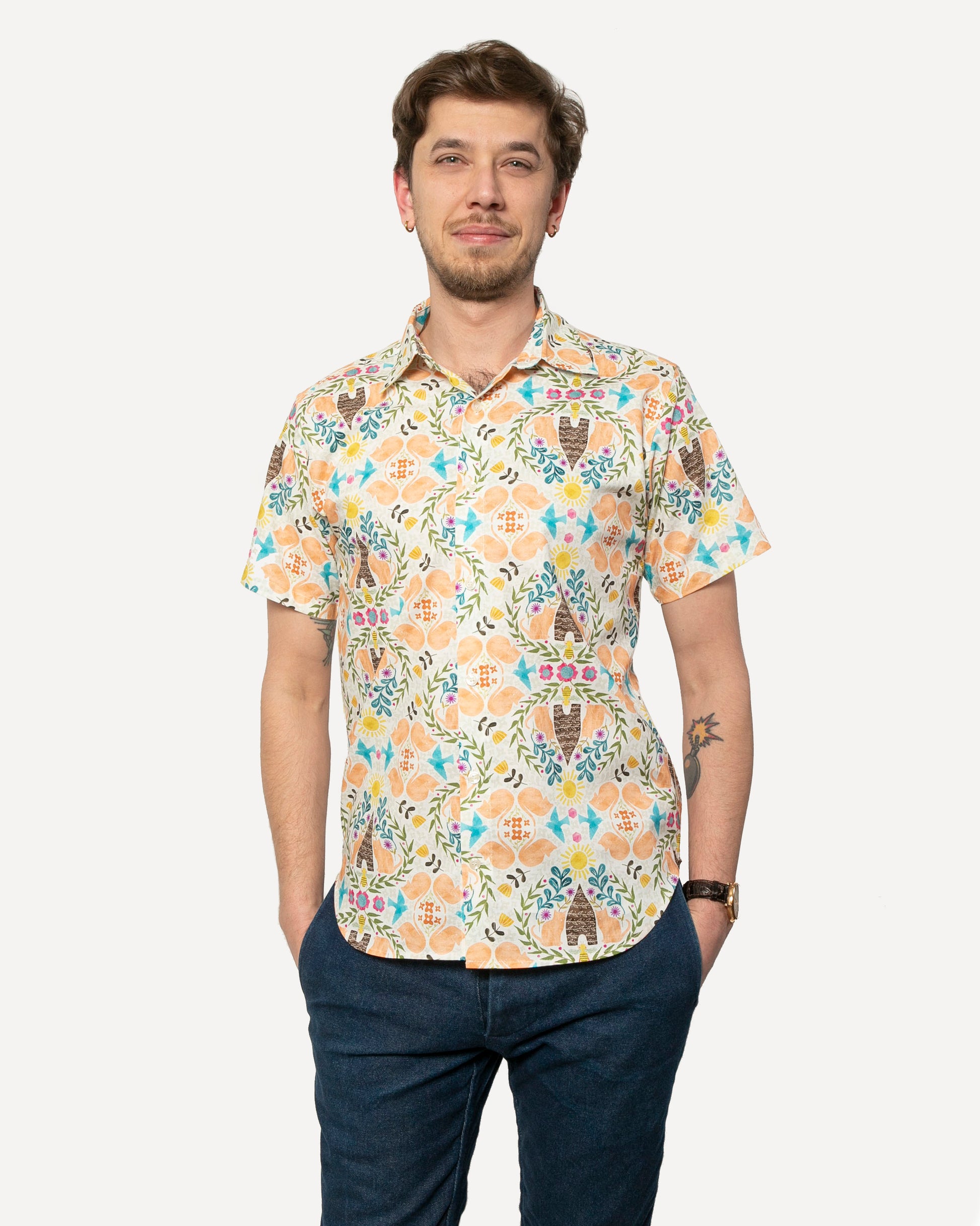 Short sleeve Dylan Shirt  from 18 Waits — a Sustainable Men's clothing brand offering Vintage Inspired menswear and Rock and Roll Fashion.