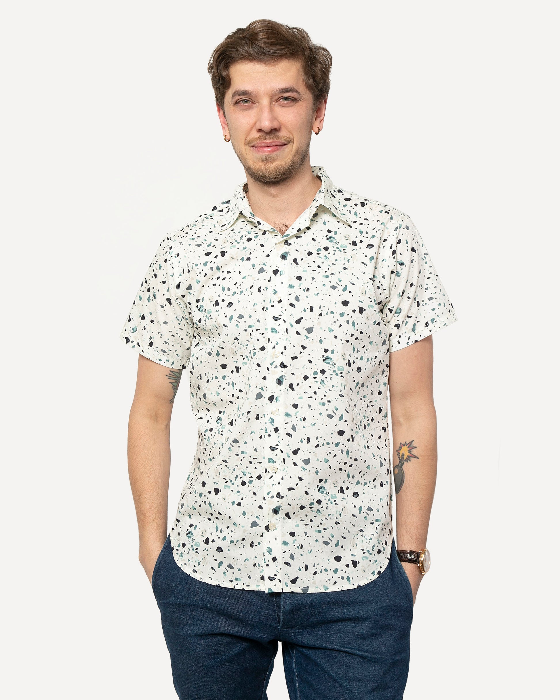 Short sleeve Dylan Shirt  from 18 Waits — a Sustainable Men's clothing brand offering Vintage Inspired menswear and Rock and Roll Fashion.