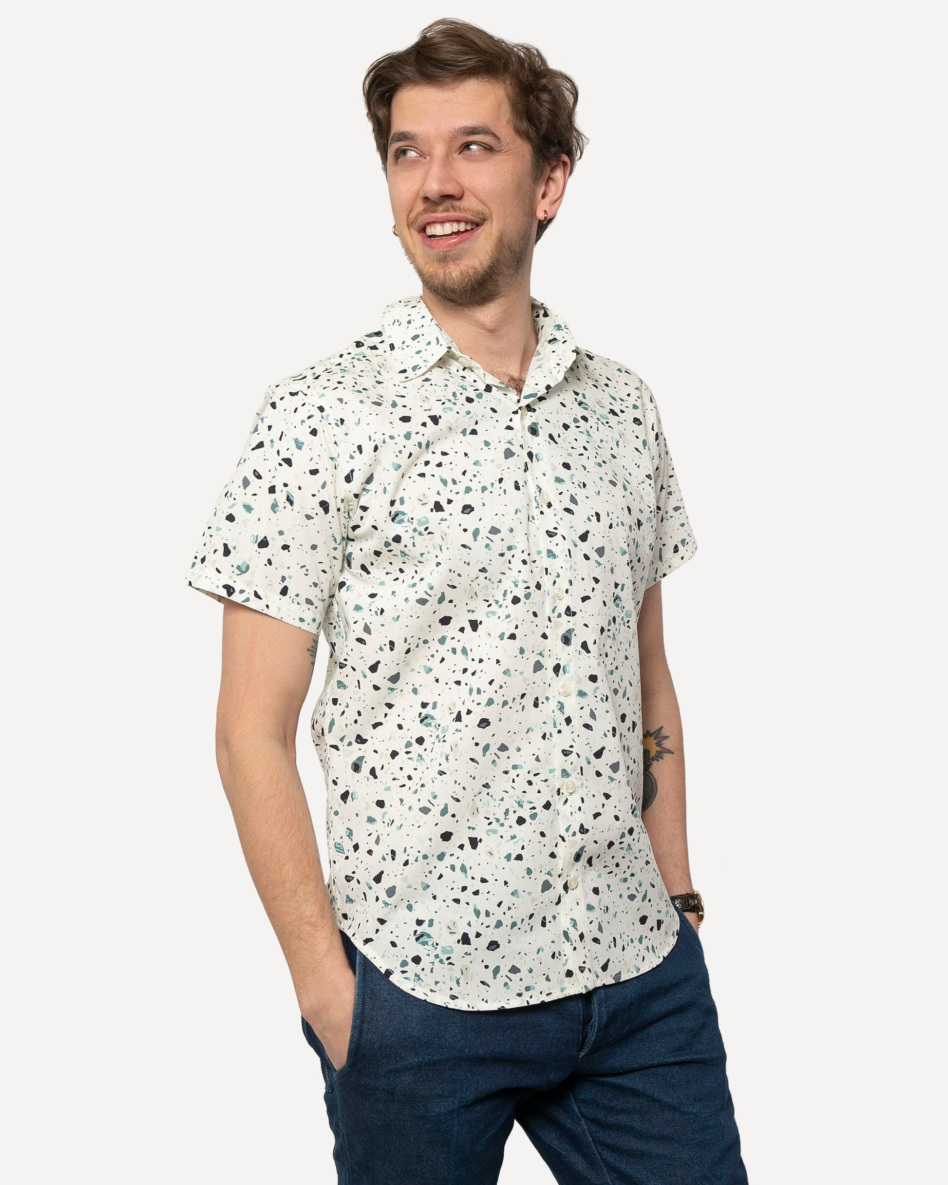 Short sleeve Dylan Shirt  from 18 Waits — a Sustainable Men's clothing brand offering Vintage Inspired menswear and Rock and Roll Fashion.
