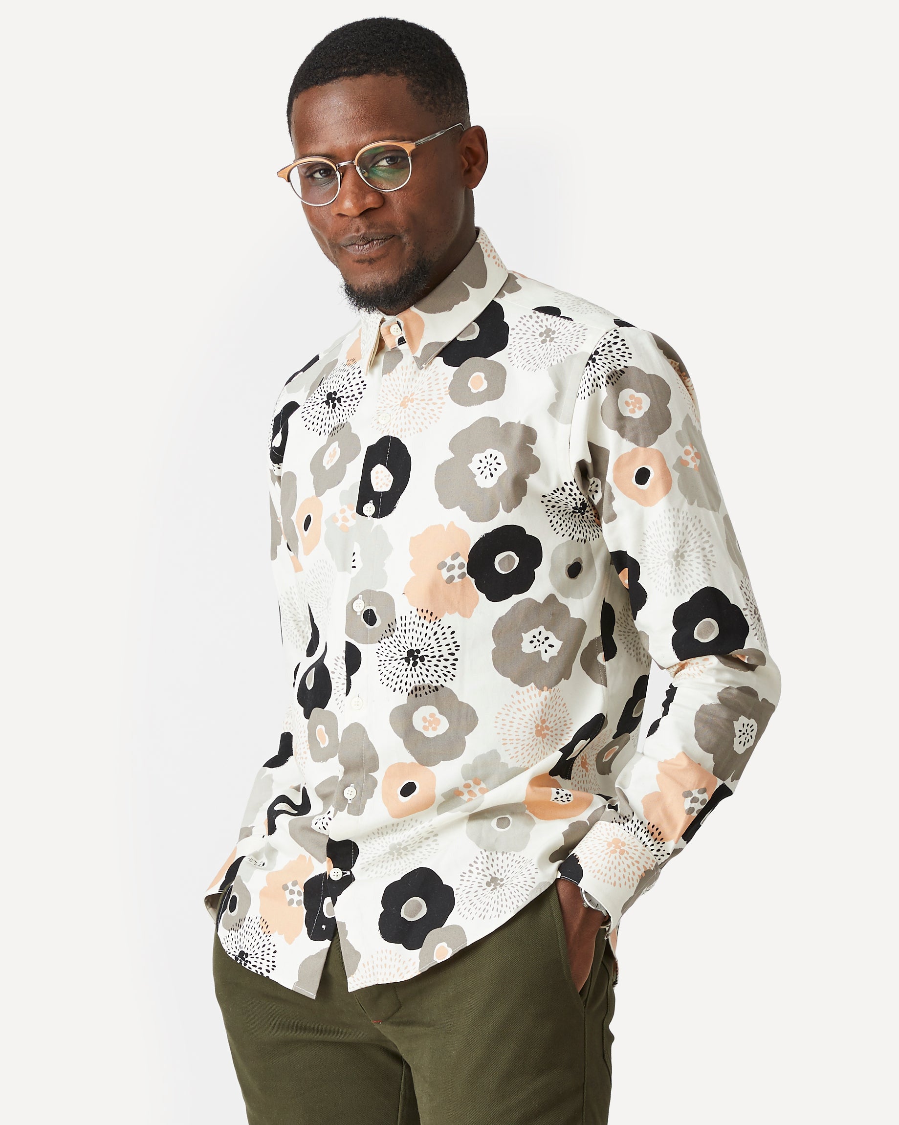 Long Sleeve Dylan Shirt | Off-White Flowers