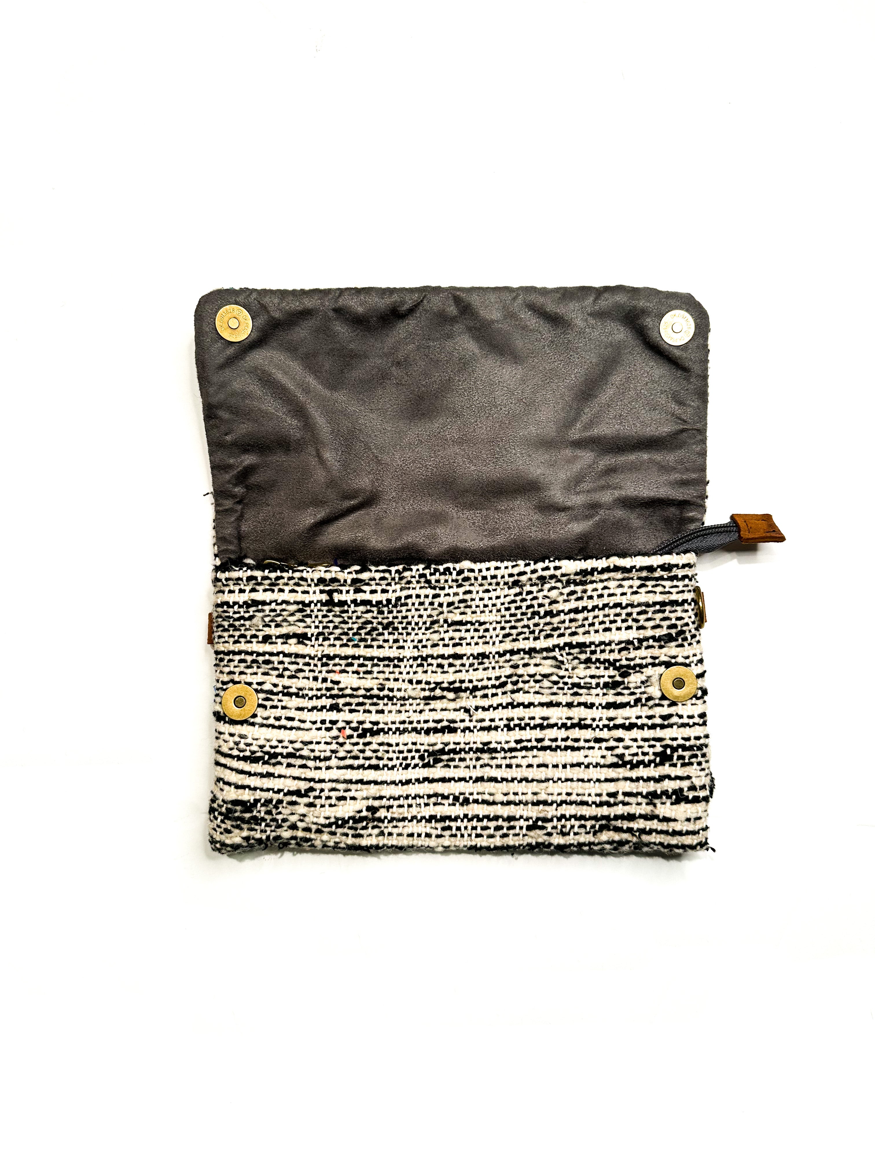 Wanderer Clutch | Black and White Faded Stripe