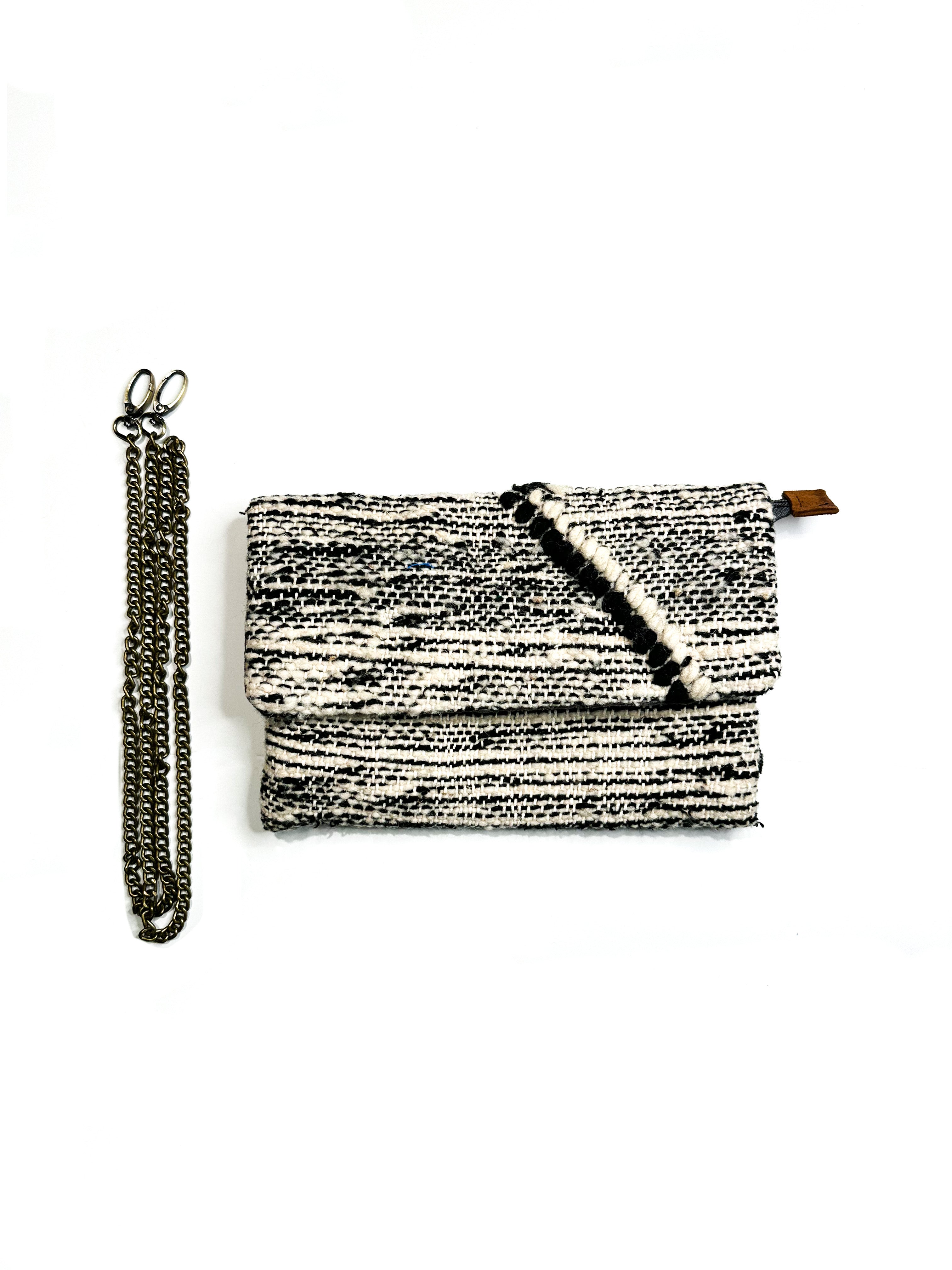 Wanderer Clutch | Black and White Faded Stripe