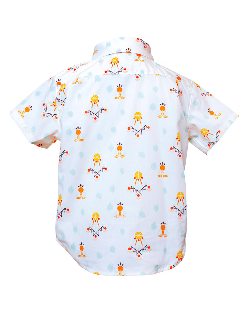 Kids Short Sleeve Button Up Shirt Dreamcatchers print - back