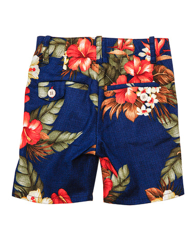 Kid's Summer Shorts Bright Floral Pattern - back