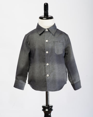 Kids Button Up Shirt - Charcoal Check - front