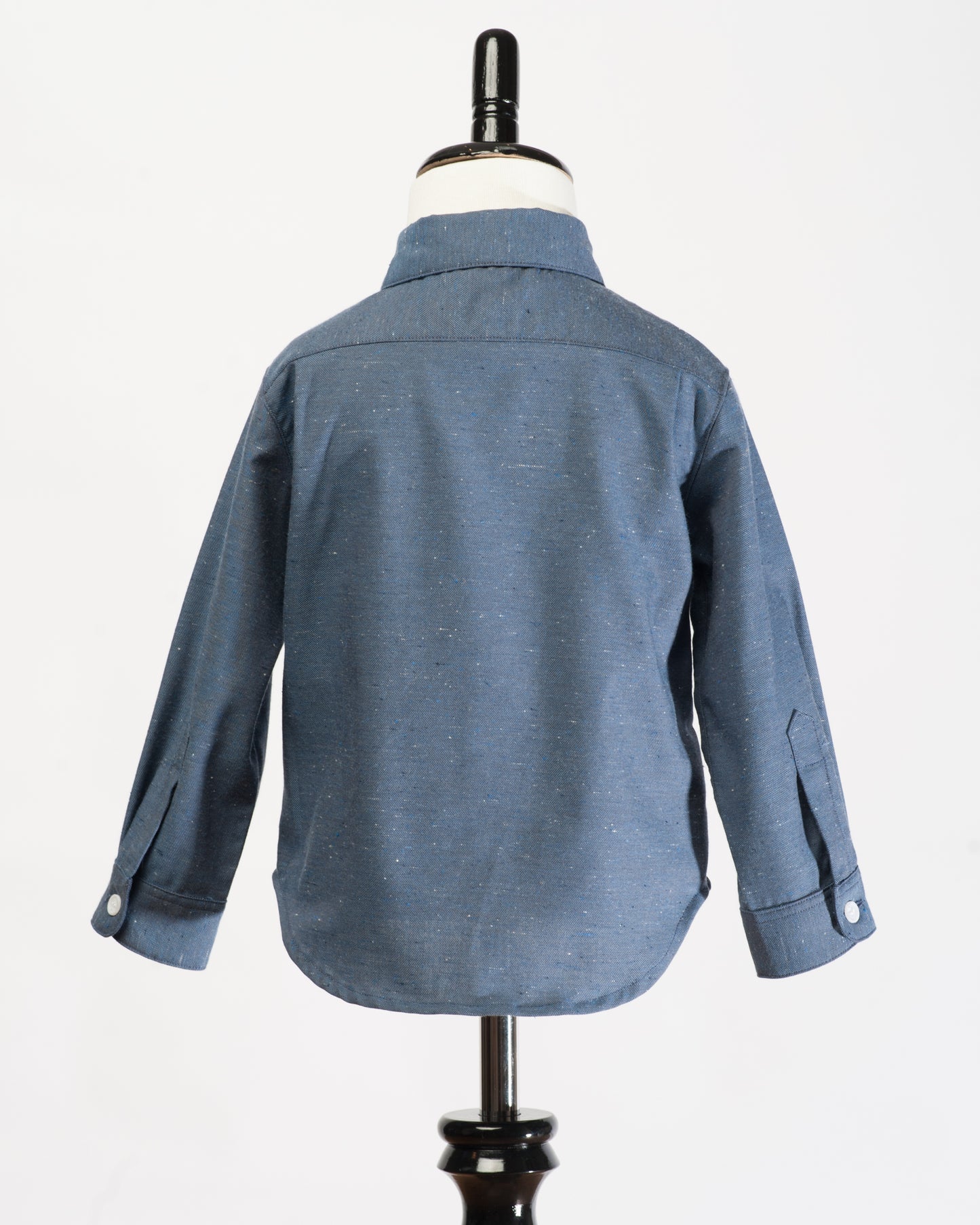 Kids Button Up shirt - navy fleck - back