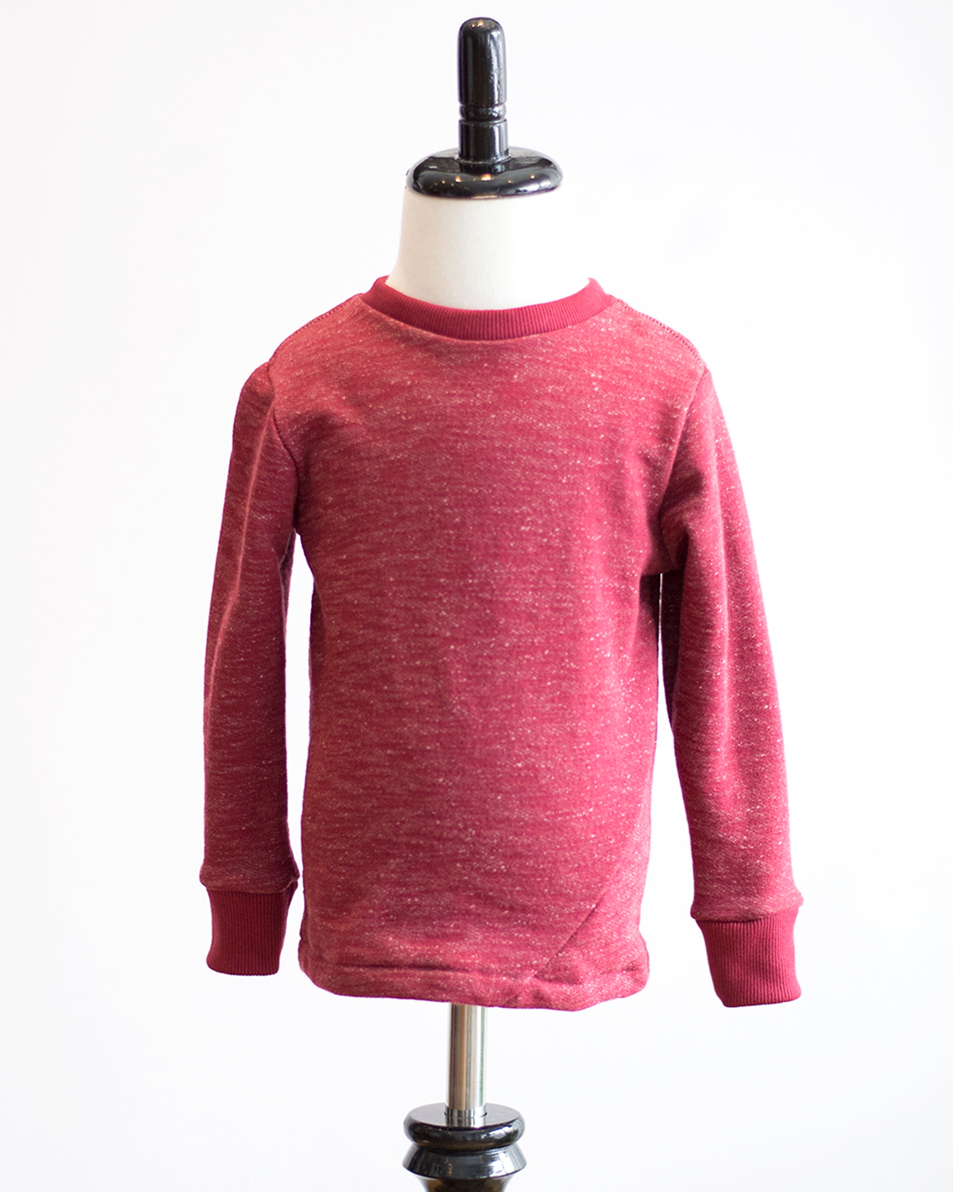 Kids Maroon French Terry Long Sleeve Shirt - front