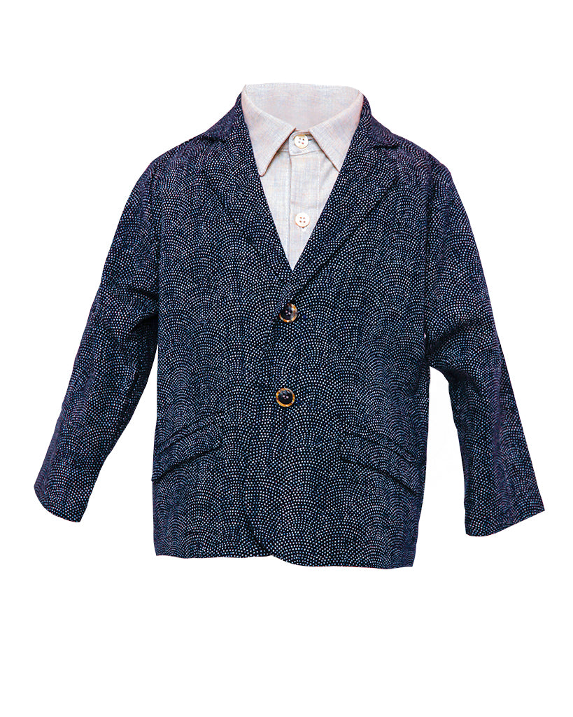 Kids Navy Blazer with White Dots - Front