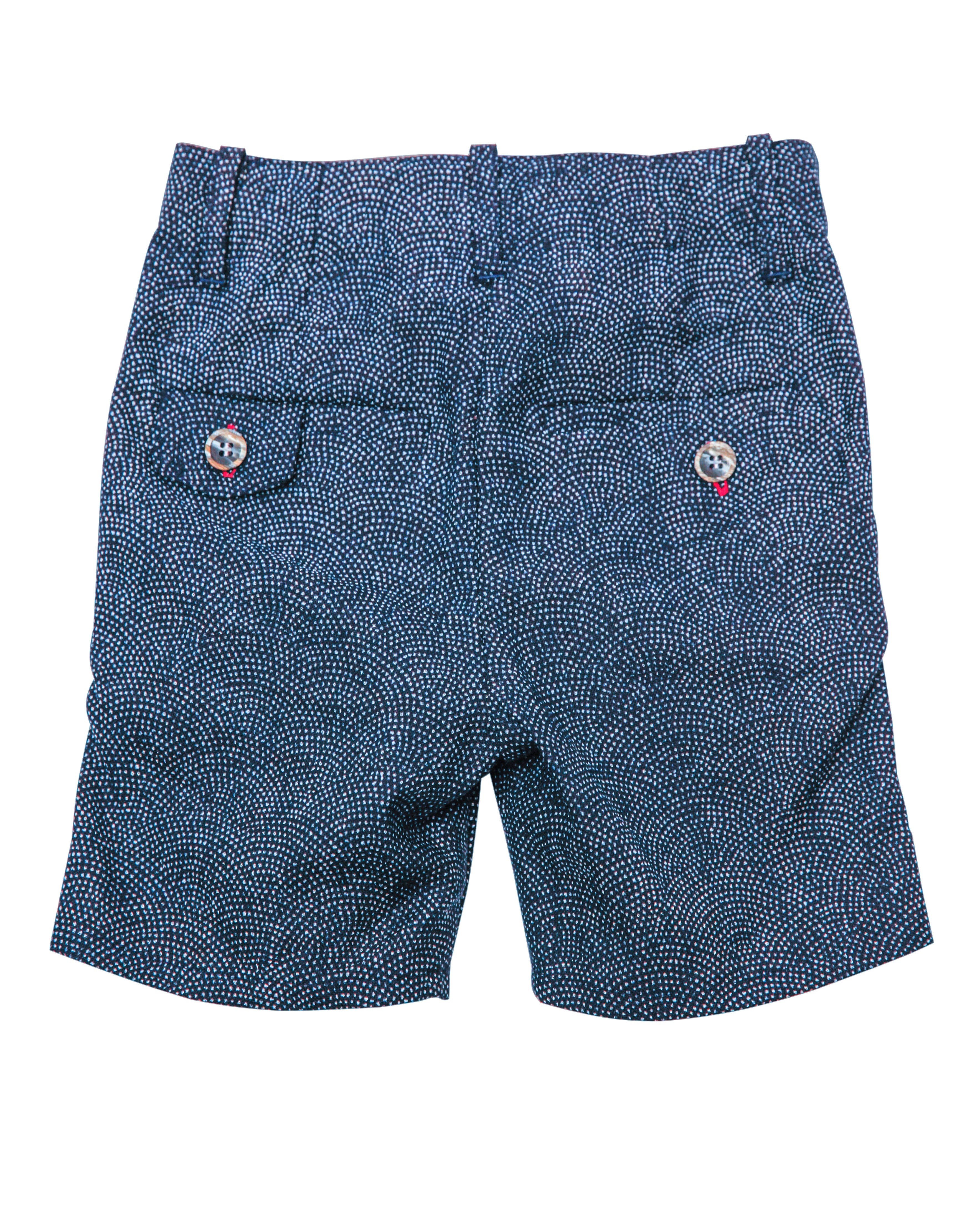 Kids Summer Shorts Navy with White Dots - back