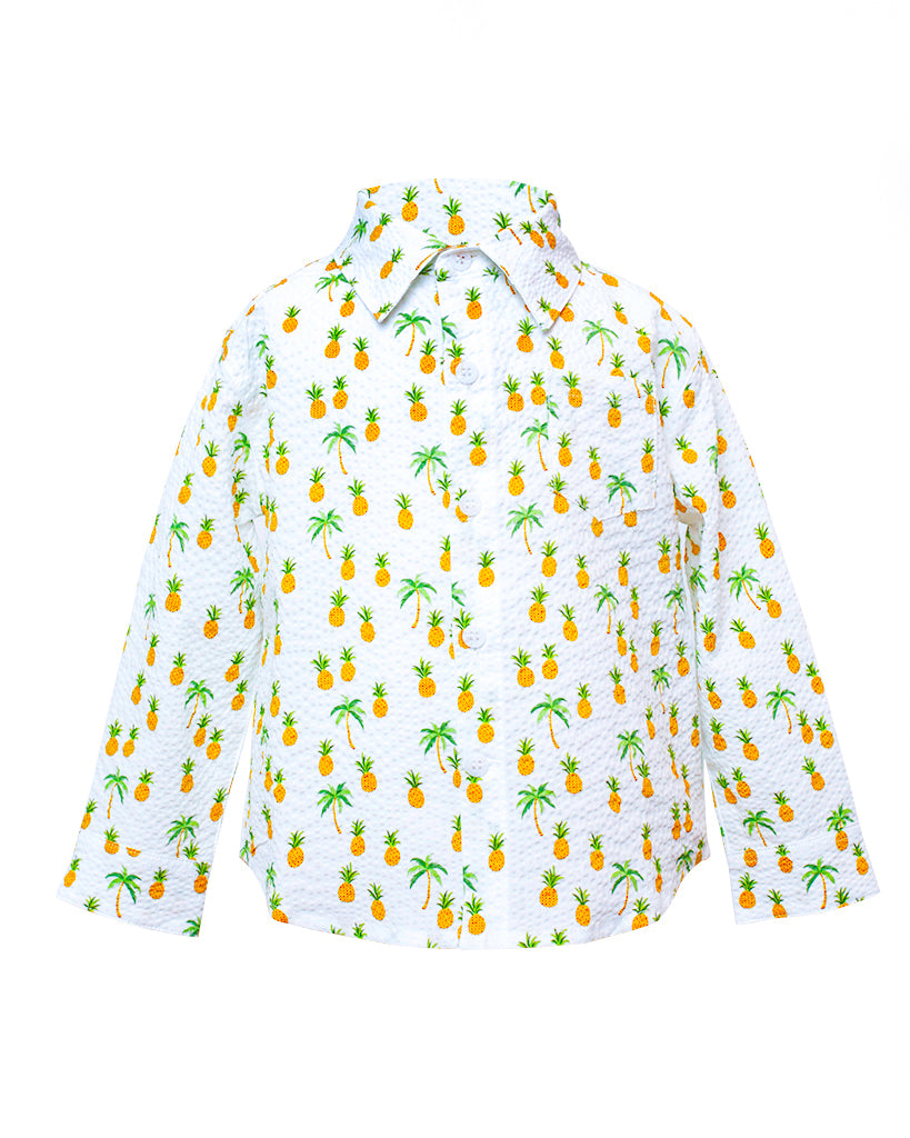 Long Sleeve Shirt | White Pineapples