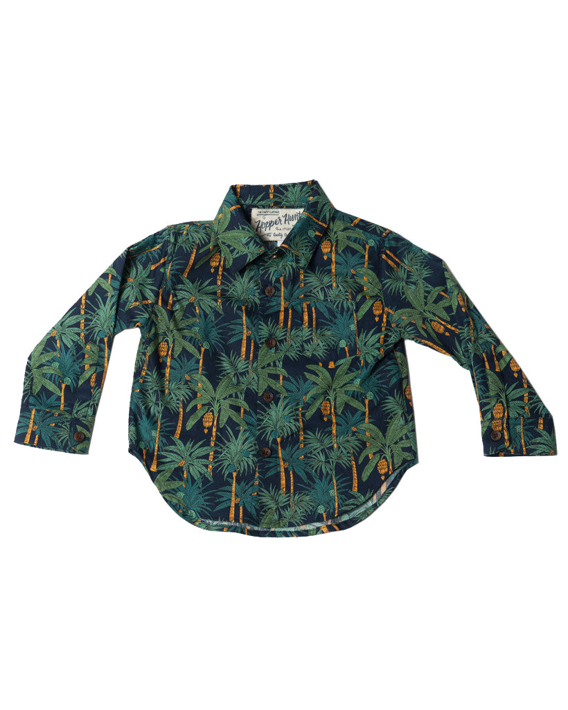 Long Sleeve Shirt | Navy Jungle Palms