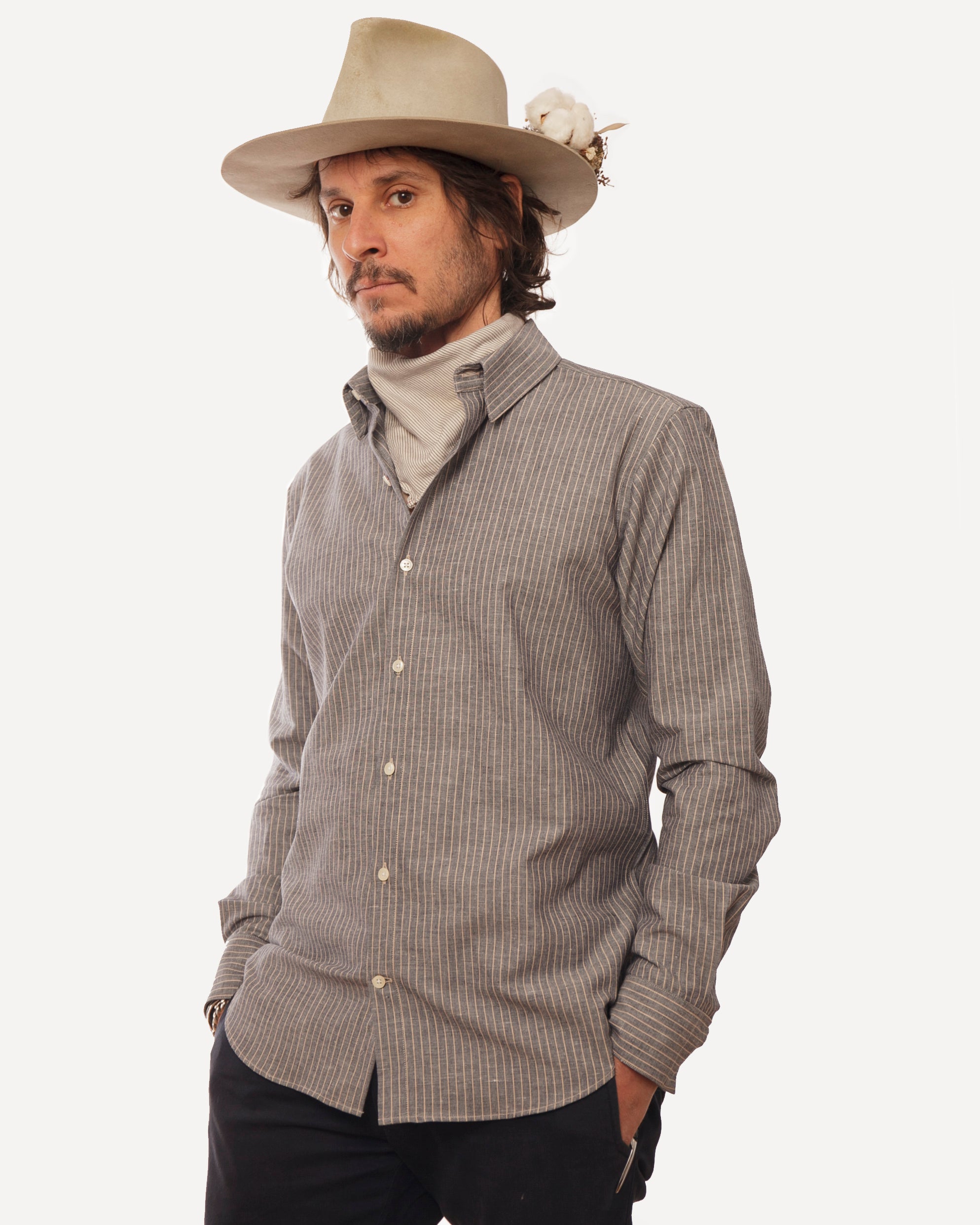 Long Sleeve Dylan Shirt | Faded Miner Stripes