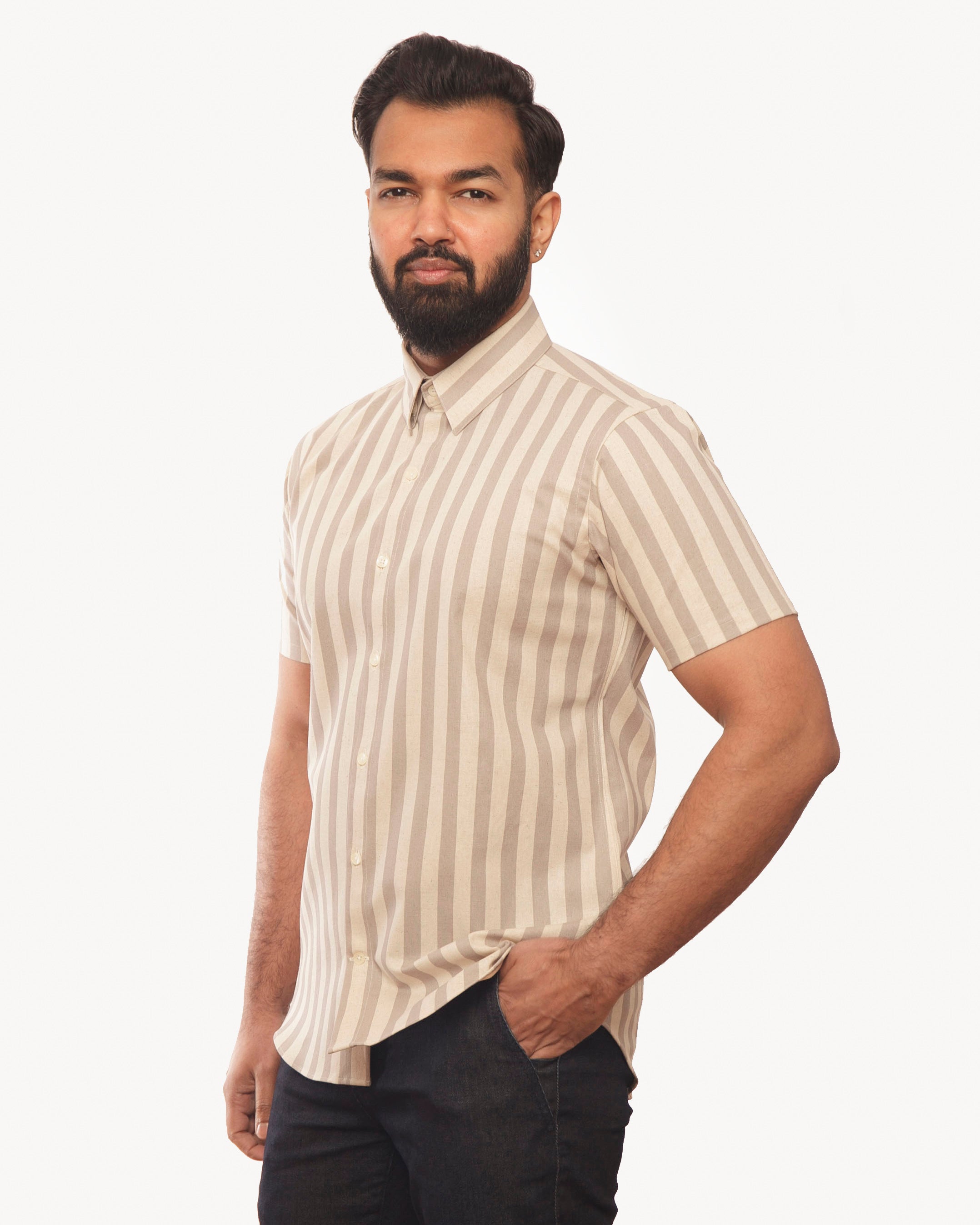 Short Sleeve Dylan Shirt | Tipsy Sailor Stripes (Grey)