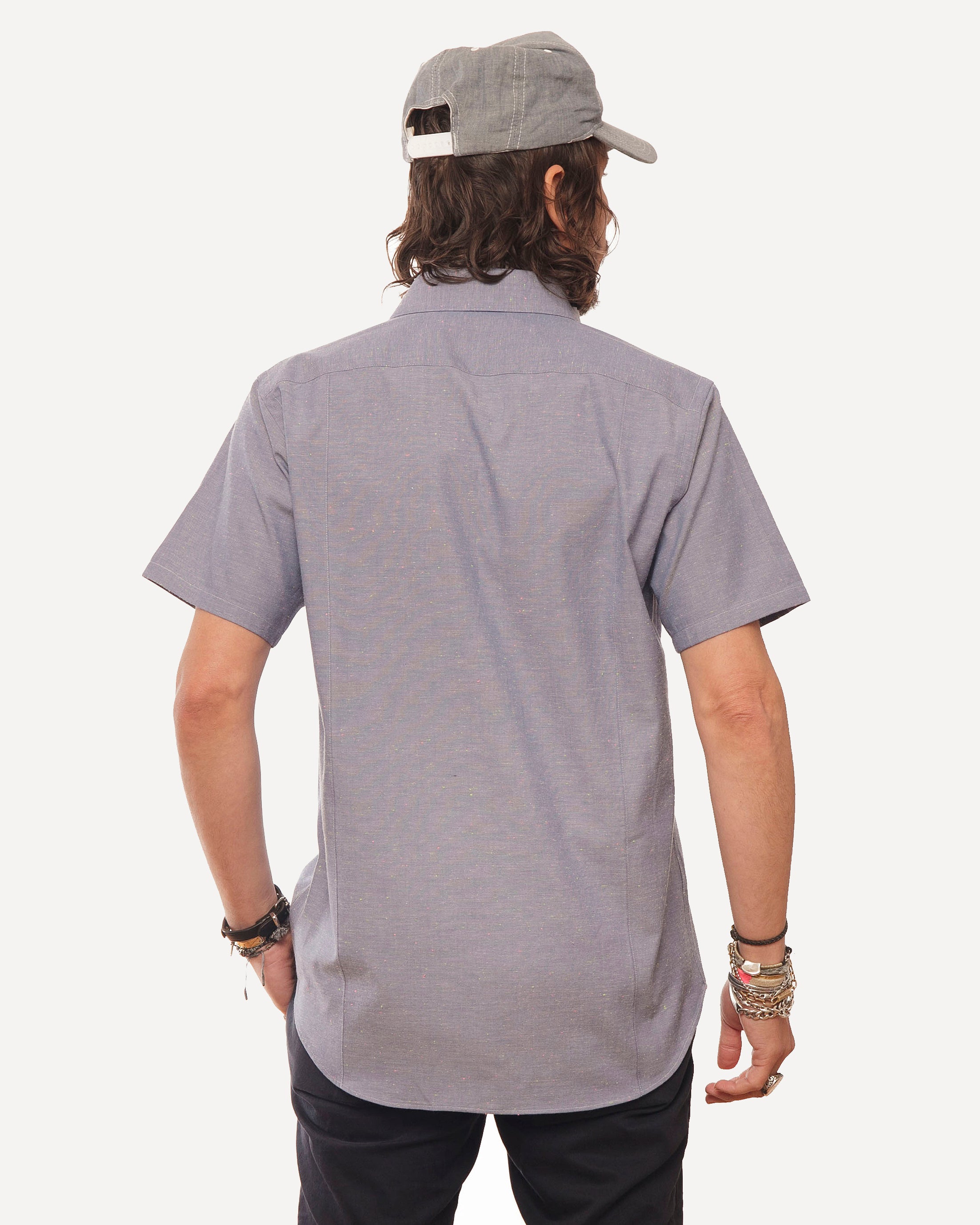 Short Sleeve Dylan Shirt | Chambray Flecks (Blue)