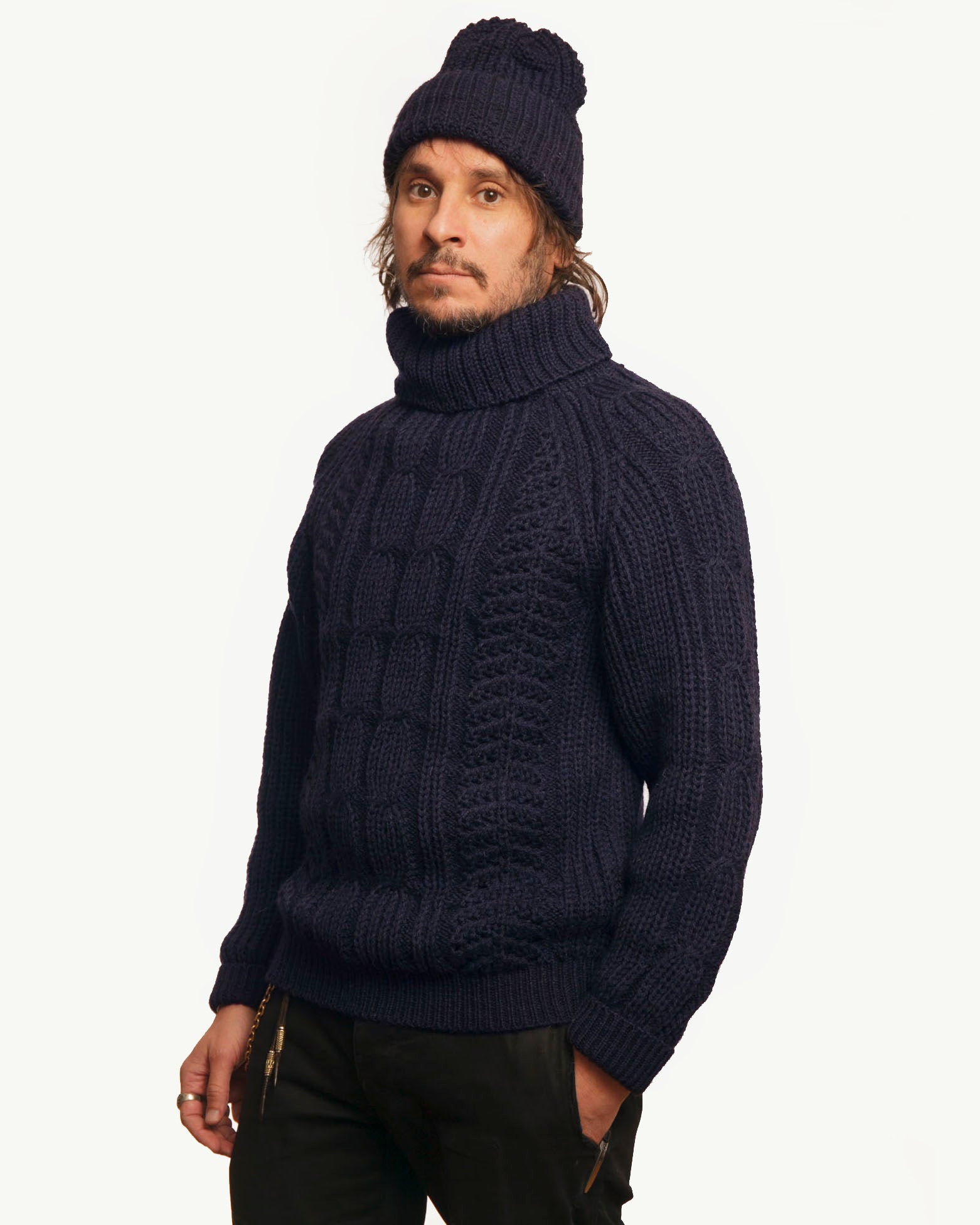 Knit Turtleneck | Navy Wool