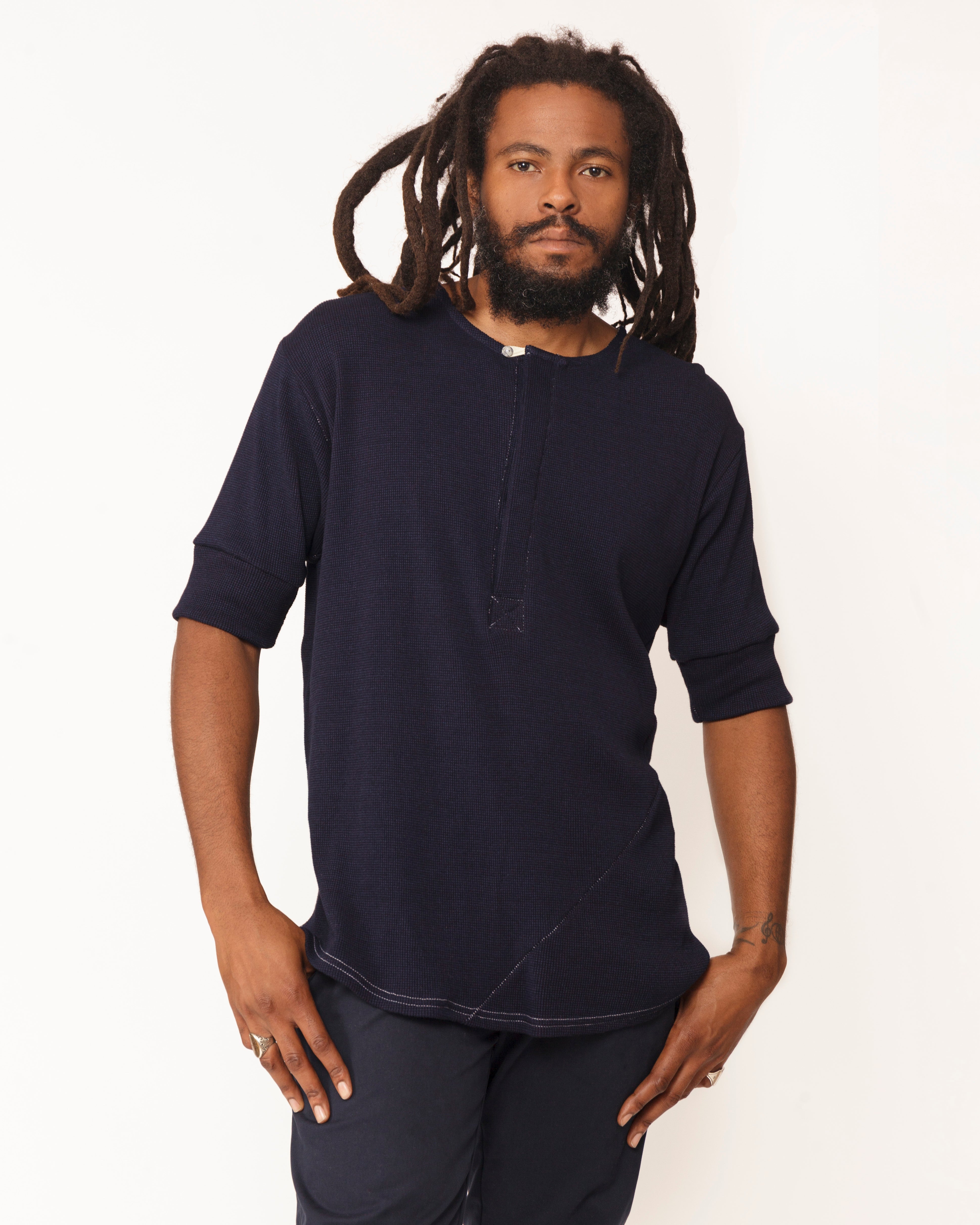 Hitchhiker Henley | Navy Waffle Knit