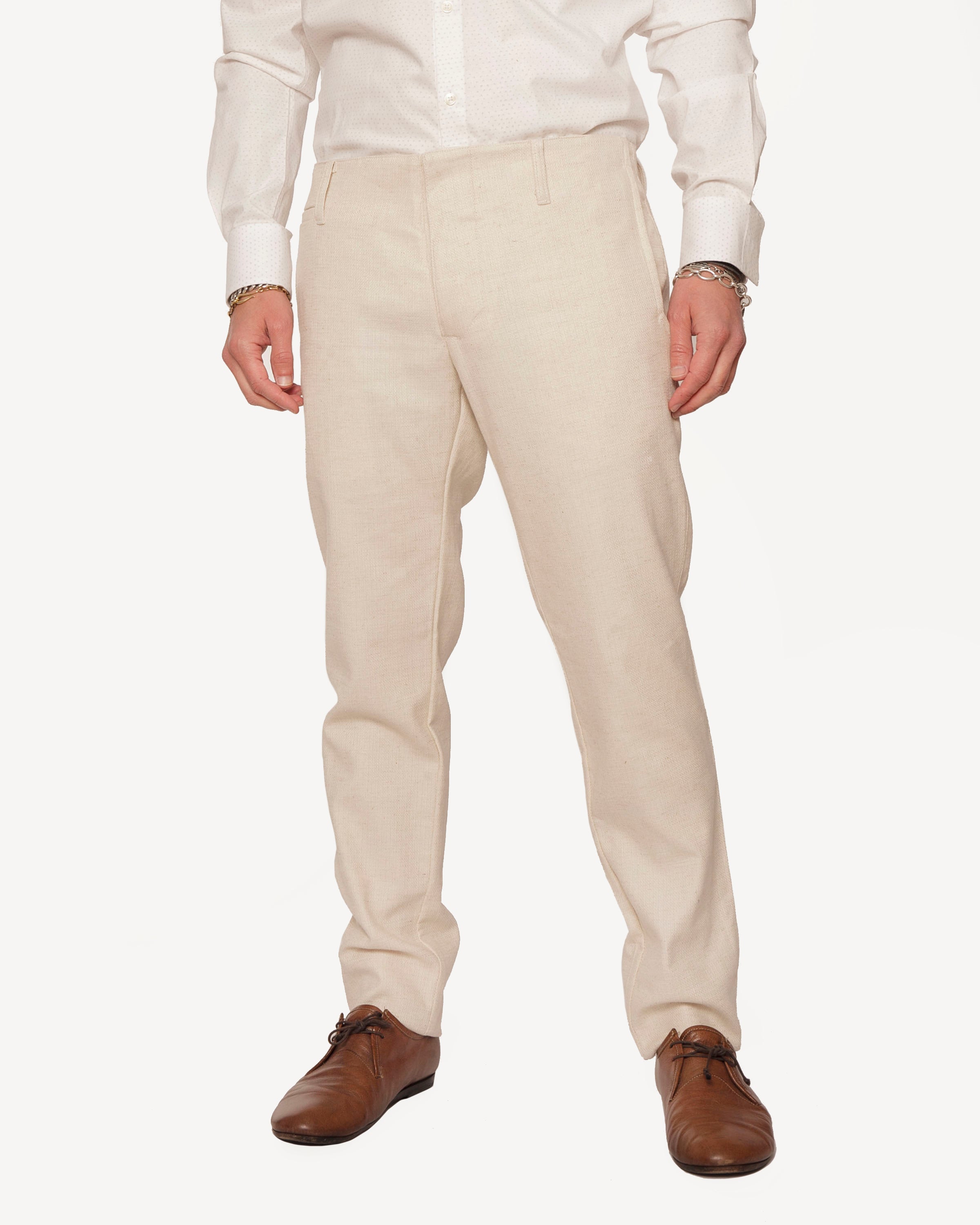 Slim Trouser | Natural Flecked Linen