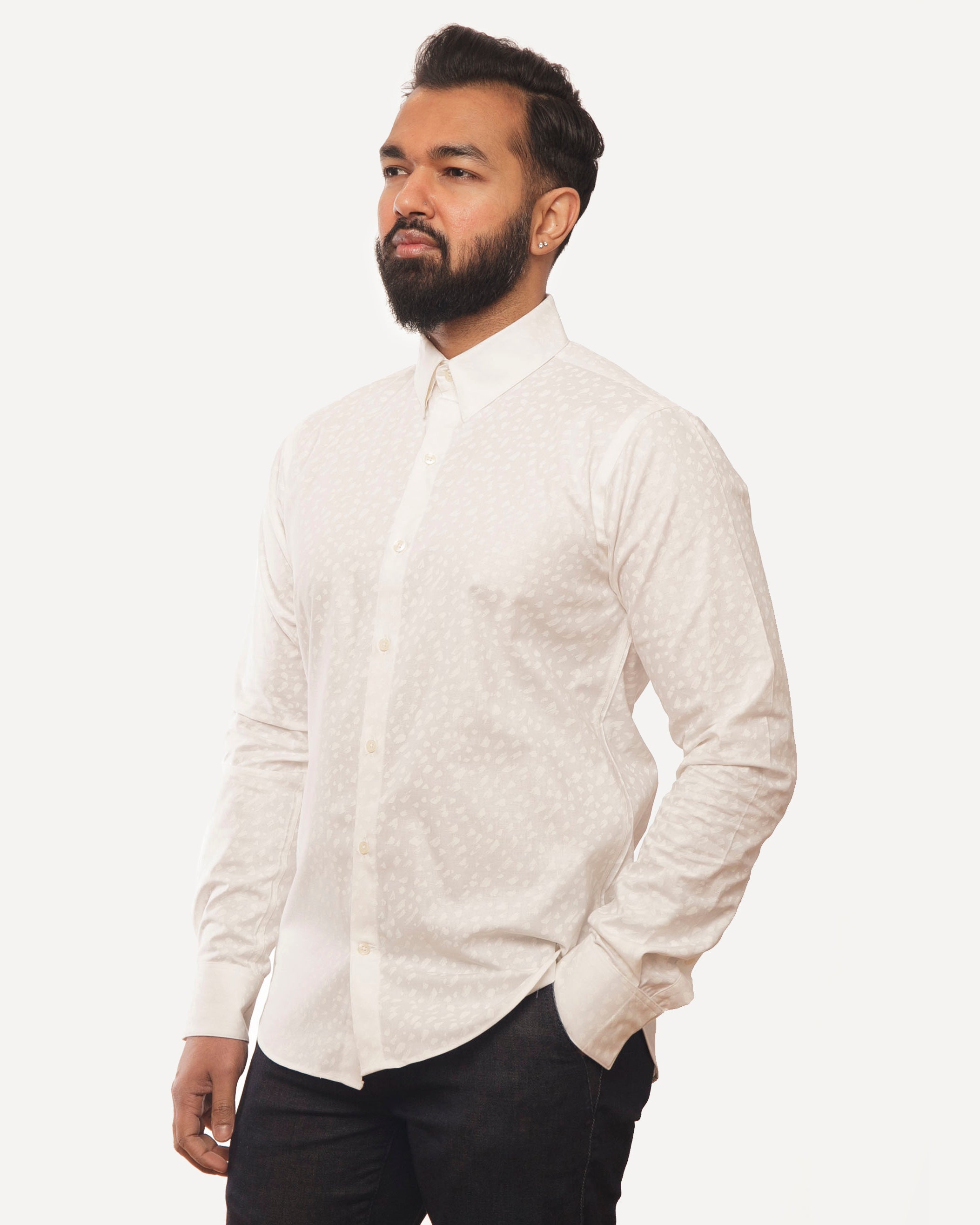 Long Sleeve Dylan Shirt | White Ink Flecks