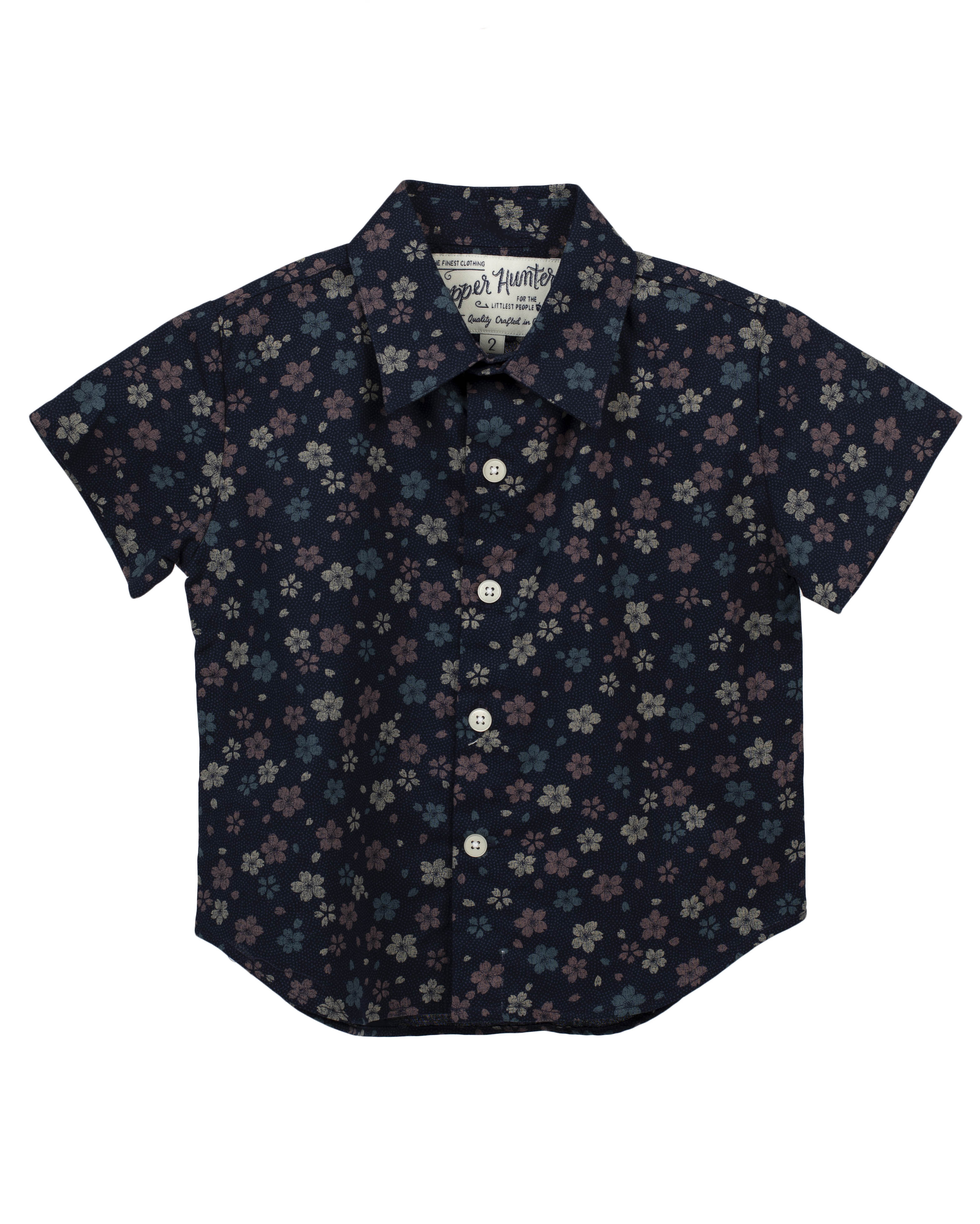 Short Sleeve Shirt | Navy Wildflowers