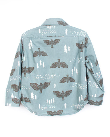 Kids Pattern Button Up Shirt | Hopper Hunter | Back