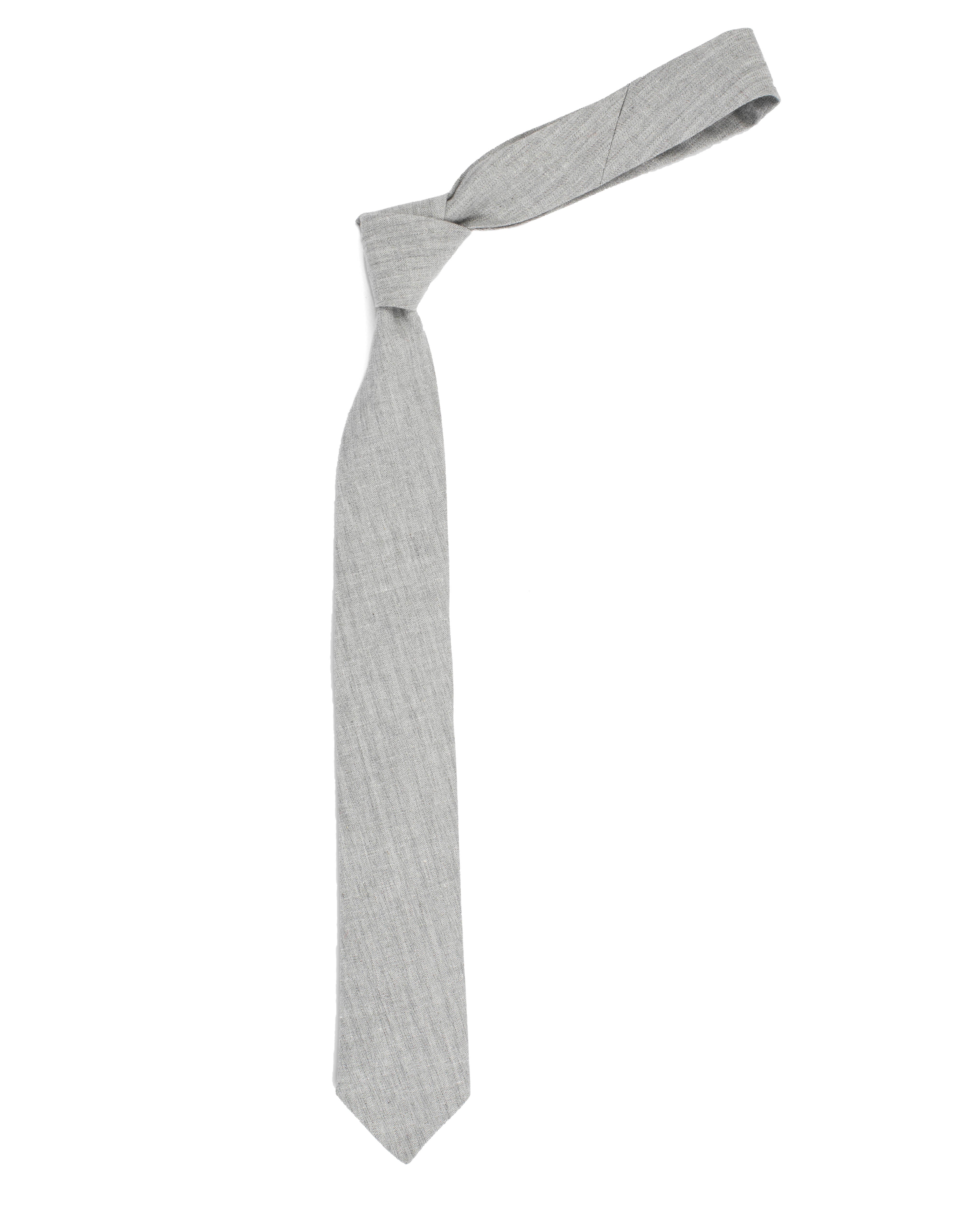 Tie | Grey Herringbone Linen
