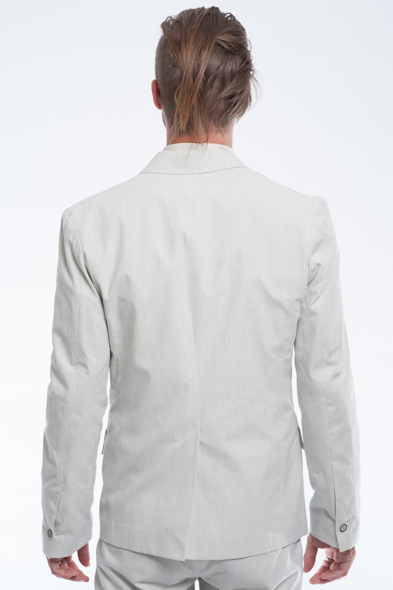 Cotton Off-White Pinstripe Blazer Back