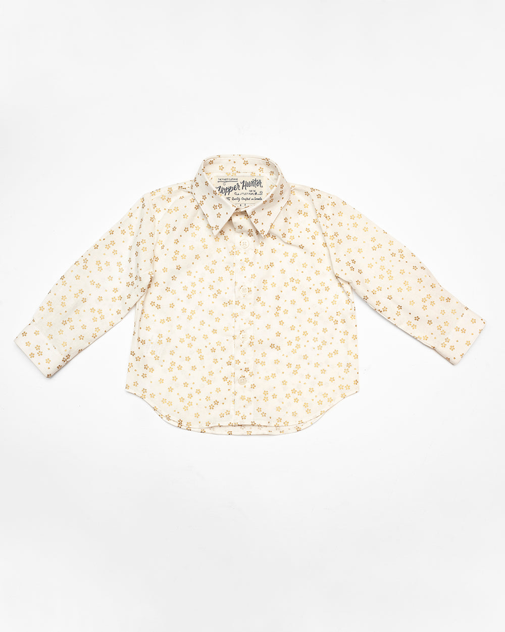 Long Sleeve Shirt | White Golden Flowers