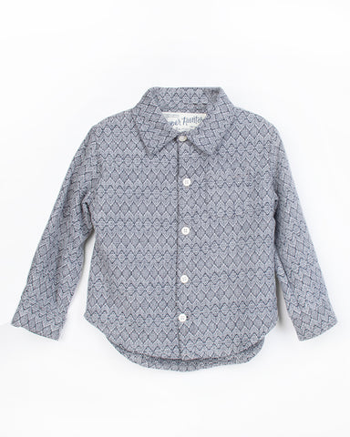 Kids Grey Button Up Shirt | Hopper Hunter | Front