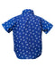 Kids Short Sleeve Button Up Shirt Indigo Floral Print - back