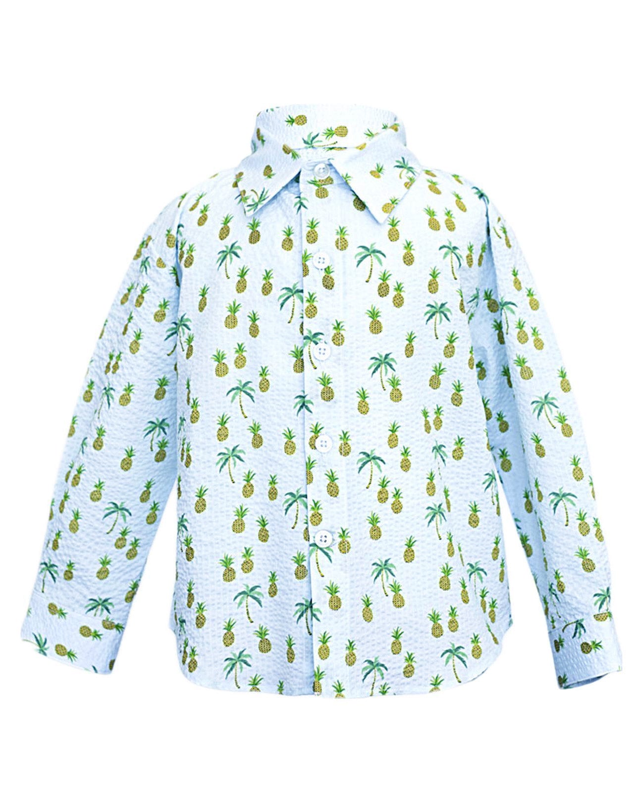 Long Sleeve Shirt | Light Blue Pineapples