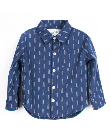 Kids Indigo Button Up Shirt | Hopper Hunter | Front
